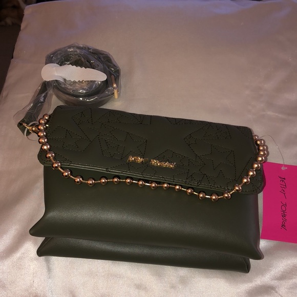 Betsey Johnson Quilted Star Crossbody Or Shoulder Bag Olive Green NWT - Picture 7 of 16